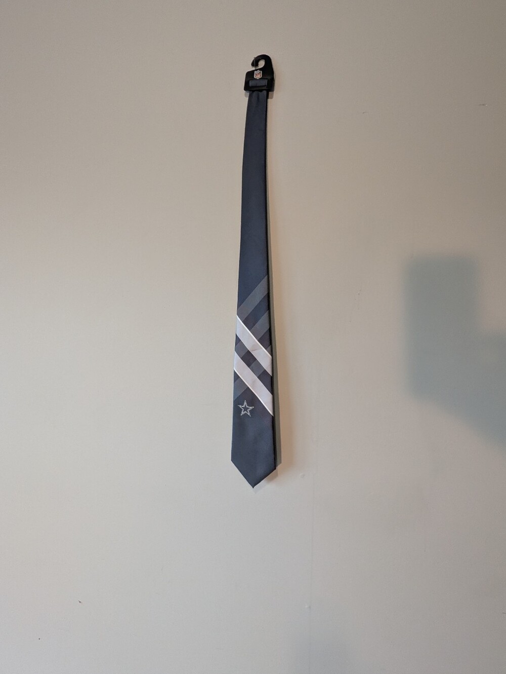 NWT Dallas Cowboys NFL Branded Tie with Navy, Gray & White Stripe Accents